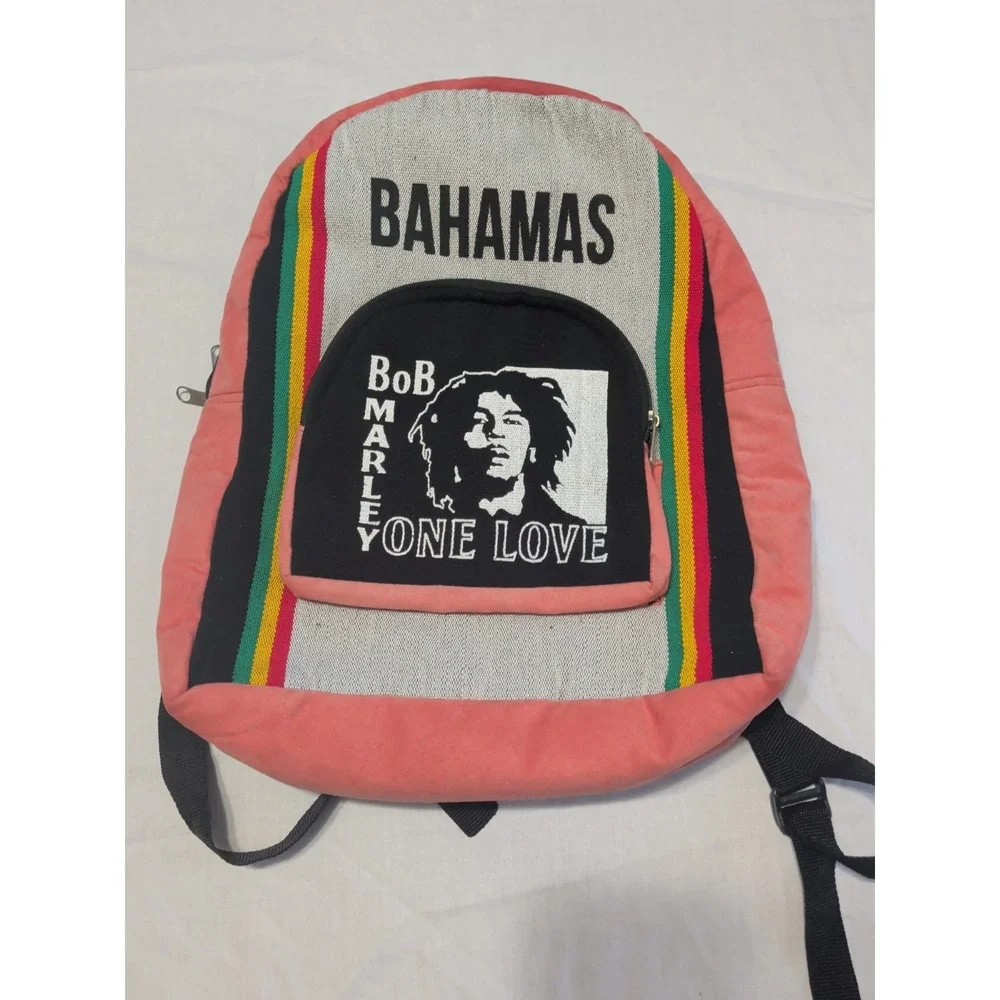 Bob Marley One Love Rasta Backpack Bahamas Reggae Screenprinted Travel Bag